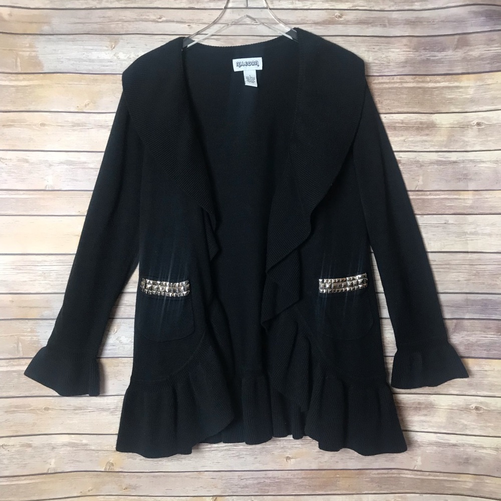 Allegra | Ruffle Cardigan w/ Stud Embellishments